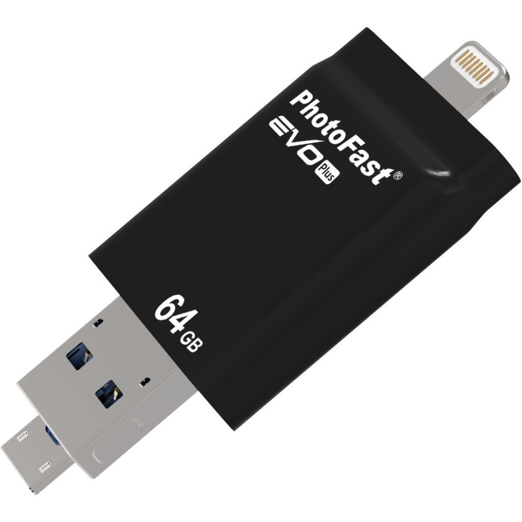 USB флеш накопичувач PhotoFast 64GB i-Flashdrive EVO Plus Black USB3.0-microUSB/Lightning (EVOPLUS64GBU3) - зображення 4