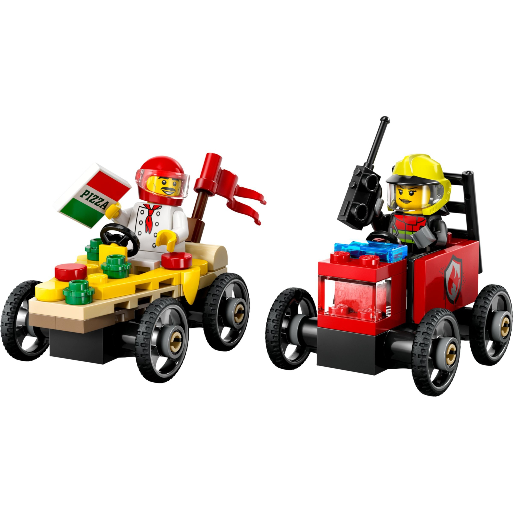 Конструктор LEGO City Піца-авто проти пожежної машини Набір перегонів (60458) - зображення 2