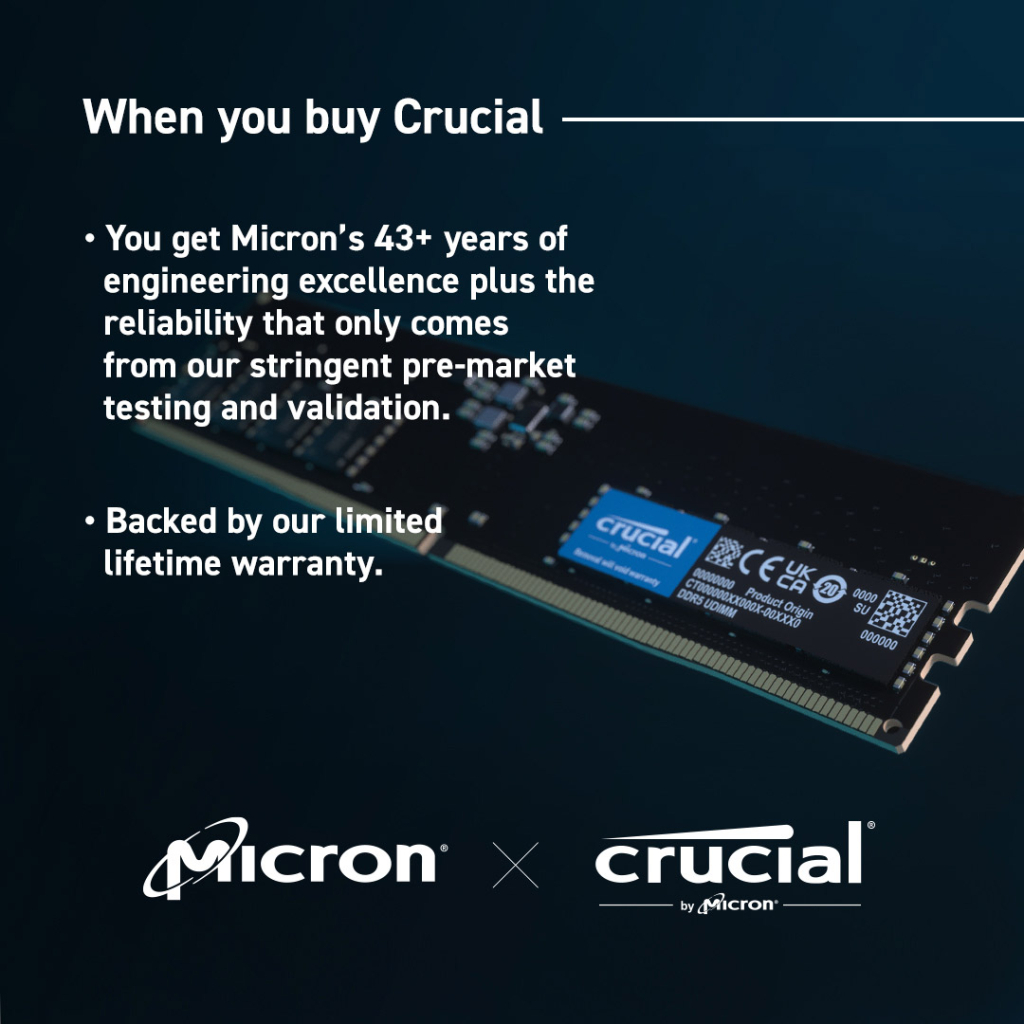 Модуль пам'яті для комп'ютера DDR5 8GB 4800 MHz Micron (CT8G48C40U5T) - зображення 6