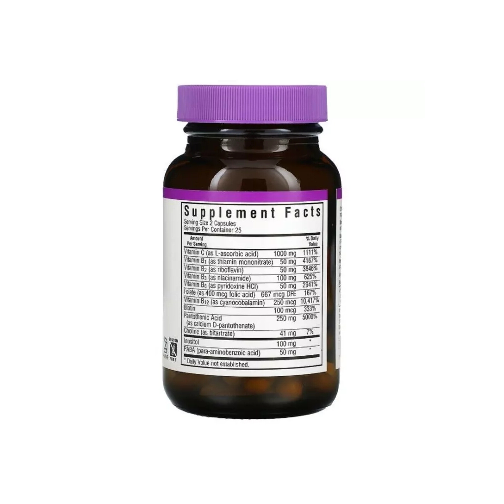 Мультивітамін Bluebonnet Nutrition Стрес В-Комплекс, Stress B-Complex, 50 вегетаріанських капсул (BLB-00422) - зображення 2
