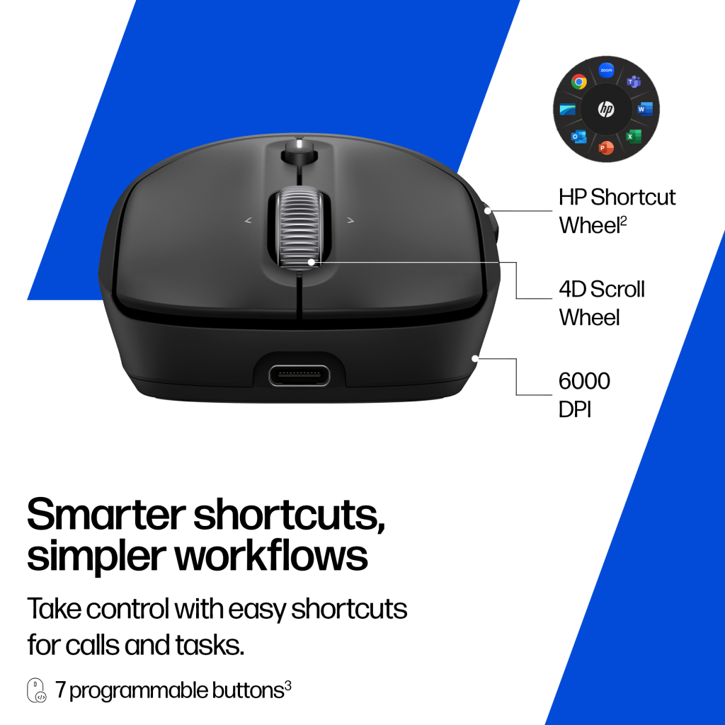 Мишка HP 700 Rechargeable Wireless/Bluetooth Black (AZ7B0AA) - зображення 5
