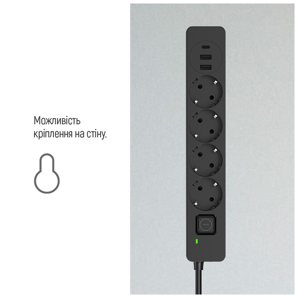 Мережевий фільтр живлення ColorWay  4 розетки/3USB 2M (CW-CHE432PDB) - зображення 11
