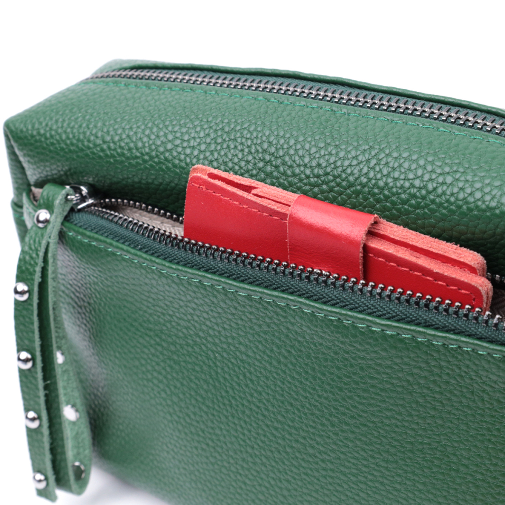 Сумка Vintage Шкіряна жіноча Зелена (22651) - зображення 9