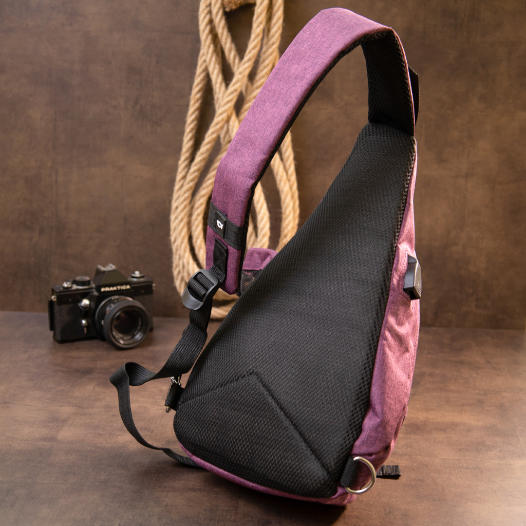 Сумка Vintage Унісекс через плече смарт текстильна Малинова (20552) - зображення 9