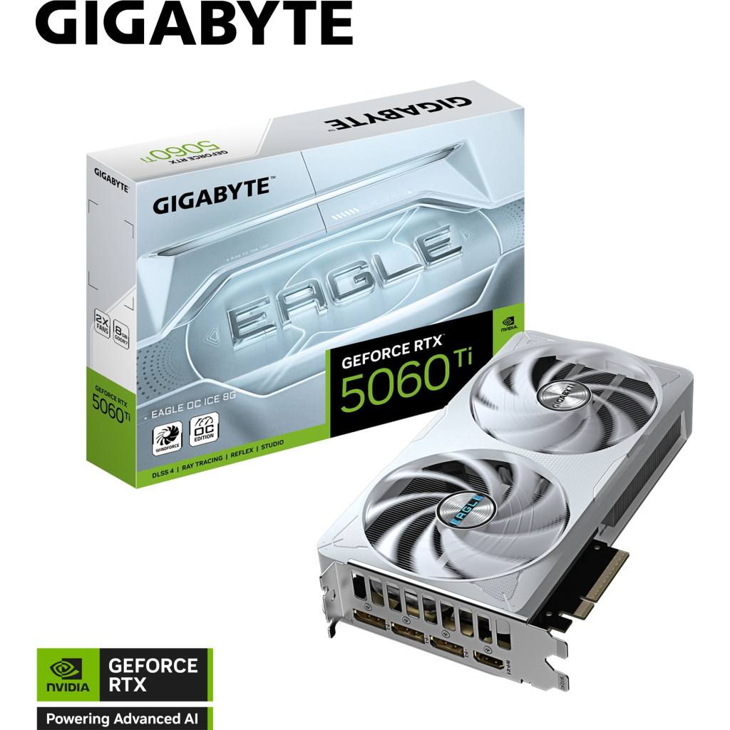 Відеокарта GIGABYTE GeForce RTX5060Ti 8Gb EAGLE OC ICE (GV-N506TEAGLEOC ICE-8GD) - изображение 8