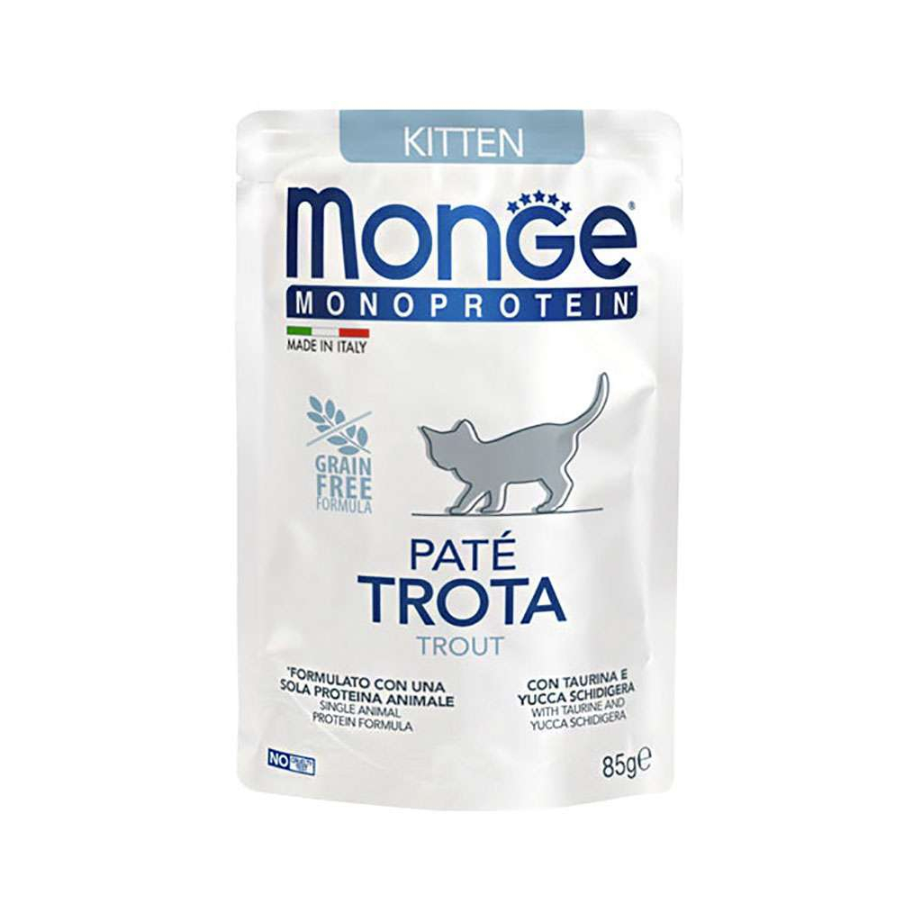 Паштет для котів Monge Cat Monoprotein Kitten форель 85 г (8009470013727) - зображення 1