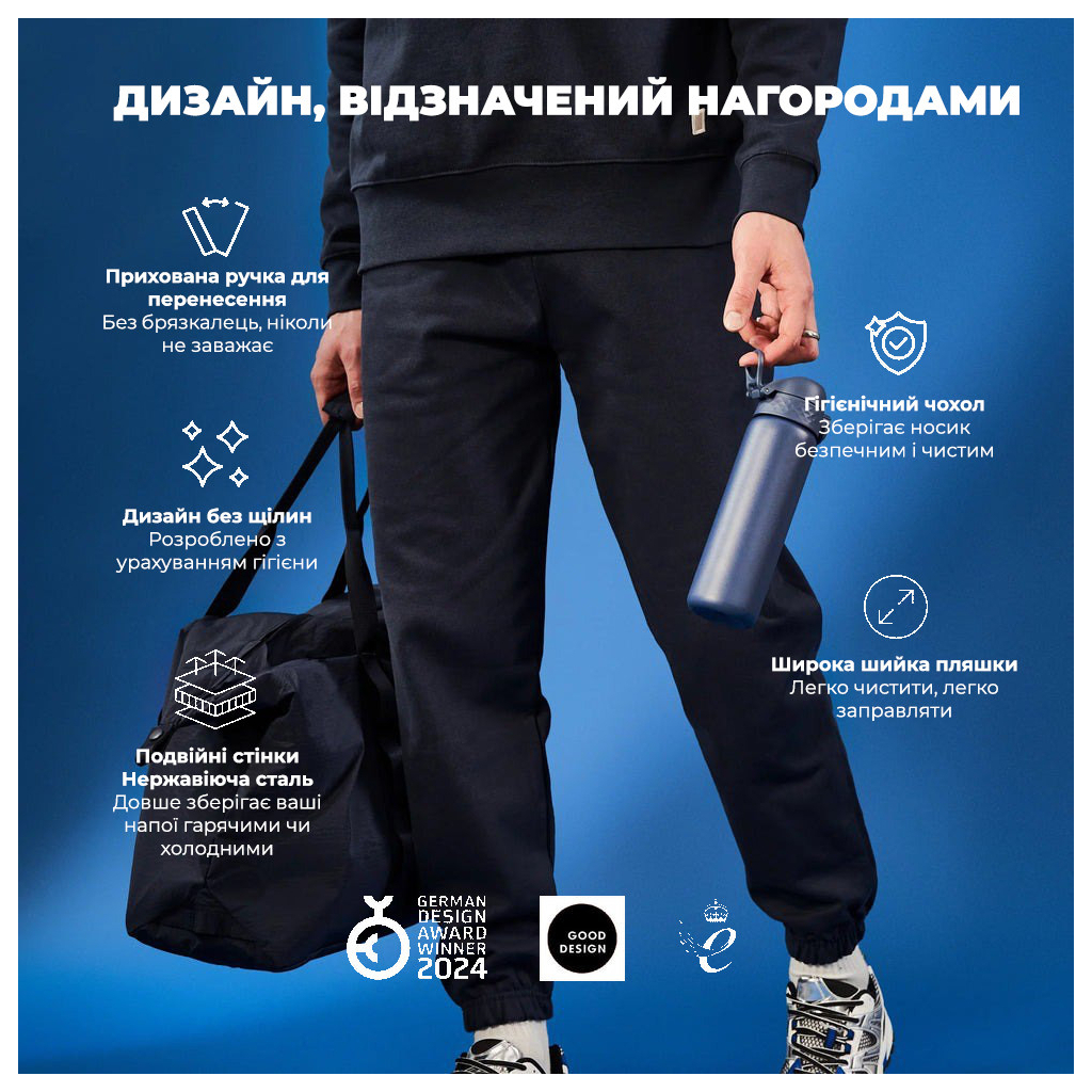 Пляшка для води ION8 OneTouch Vacuum Insulated 500 мл Navy (I8TS500NAVY) - зображення 8