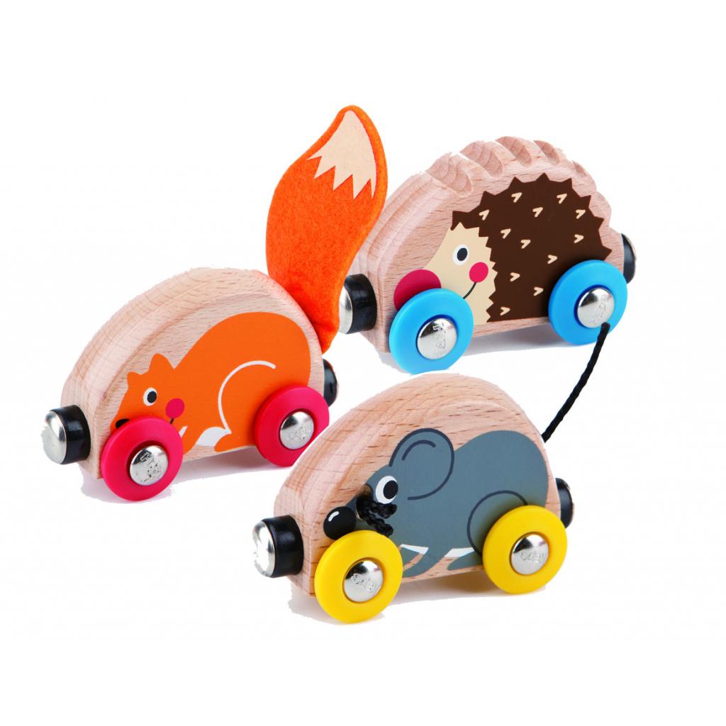 Залізниця Hape Паровозик 3 вагони "Лісові пригоди" (E3817) - зображення 2