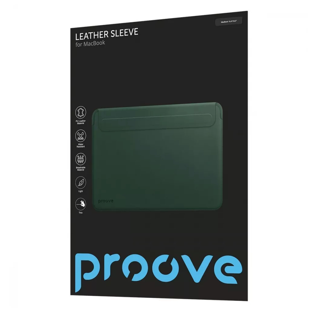 Чохол до ноутбука Proove 15,4/16,2 MacBook Leather Sleeve green (PCLSMB161606) - зображення 7