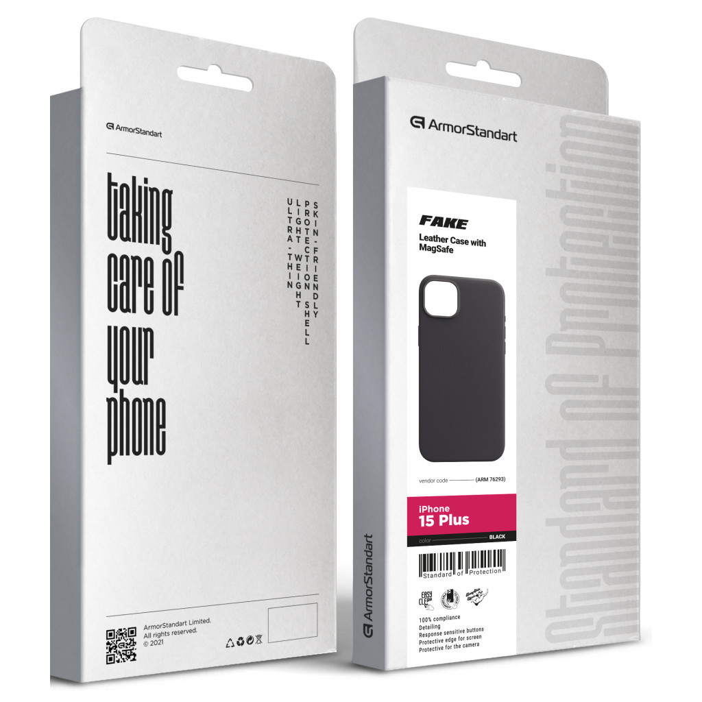 Чохол до мобільного телефона Armorstandart FAKE Leather Case Apple iPhone 15 Plus Black (ARM76293) - зображення 5