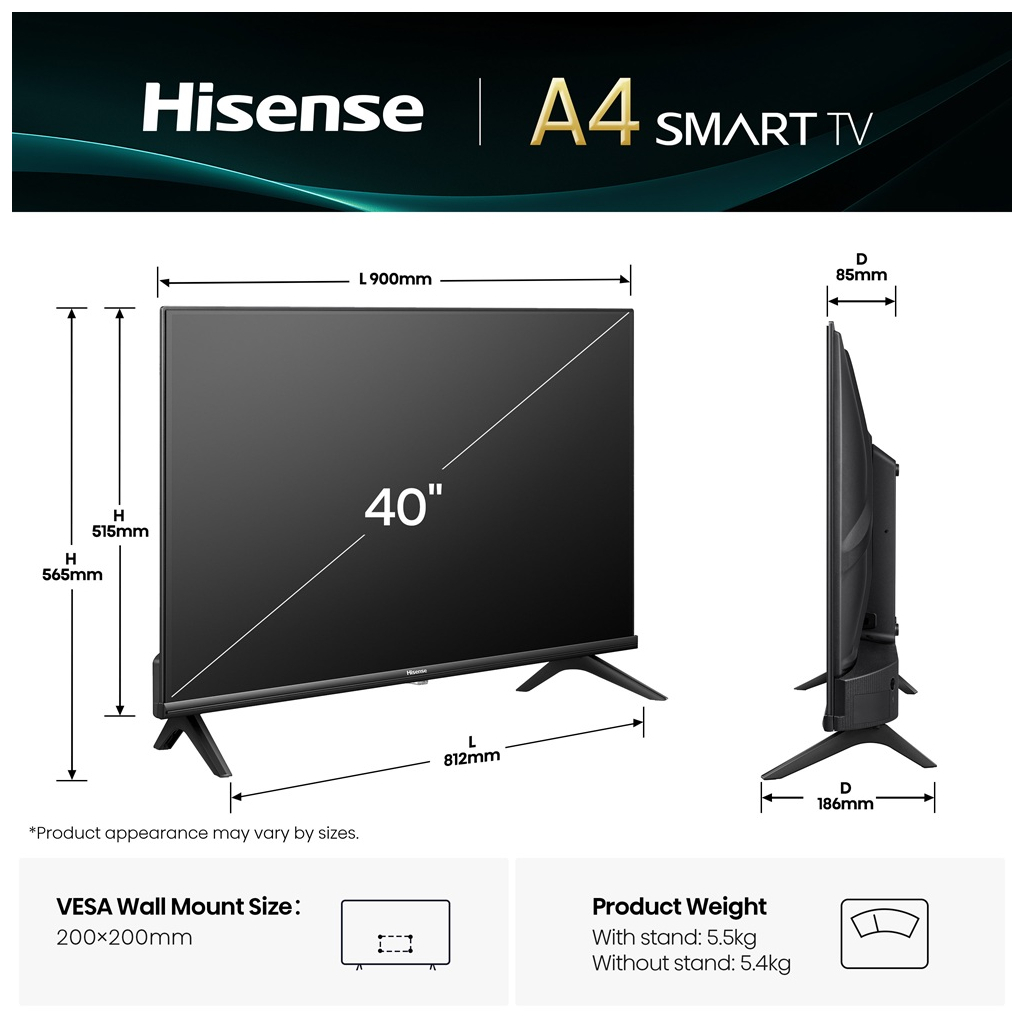Телевізор Hisense 40A4Q - зображення 2