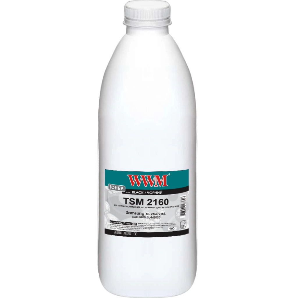 Тонер WWM Samsung ML-2160/2165, SCX-3400, SL-M2020, 900г Black (WWM-D101S-900) - изображение 1