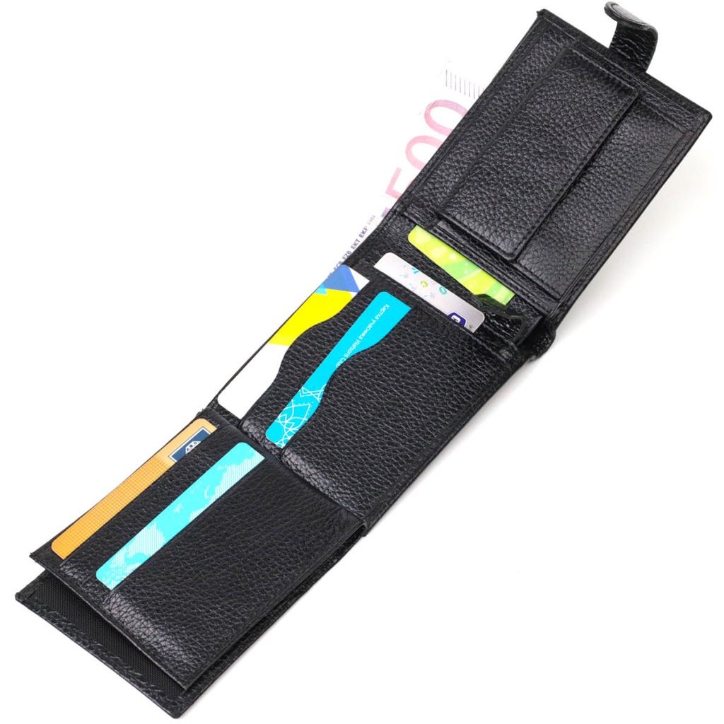 Портмоне Bond Accessories З натуральної зернистої шкіри Чорне (22059) - изображение 8