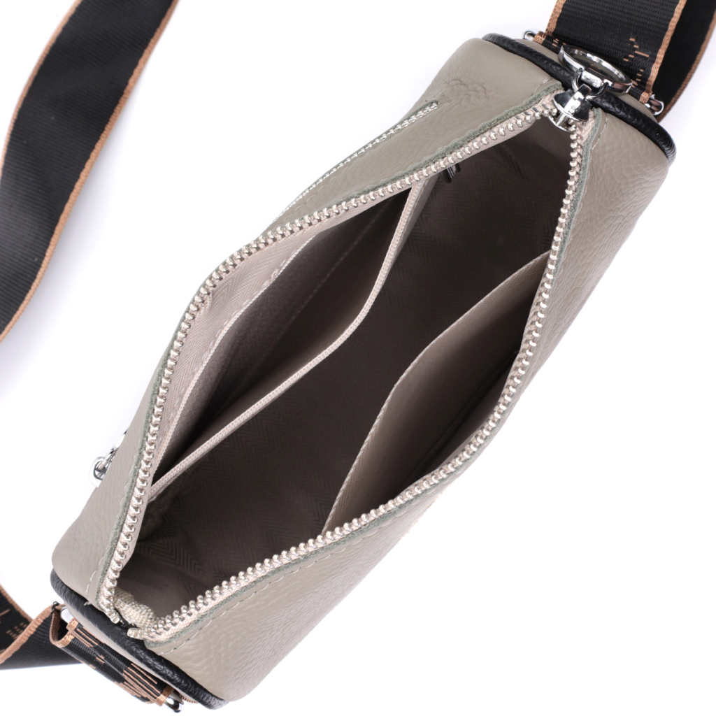 Сумка Vintage Жіноча з вишивкою на лицьовій стороні з натуральної шкіри Сіра (22626) - зображення 9