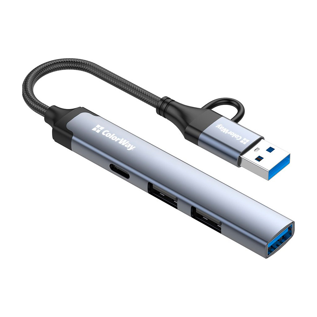 Концентратор ColorWay USB-A/USB-C 4-in-1 USB2.0х2/USB3.0/USB-C2.0 (CW-HUB06) - зображення 2