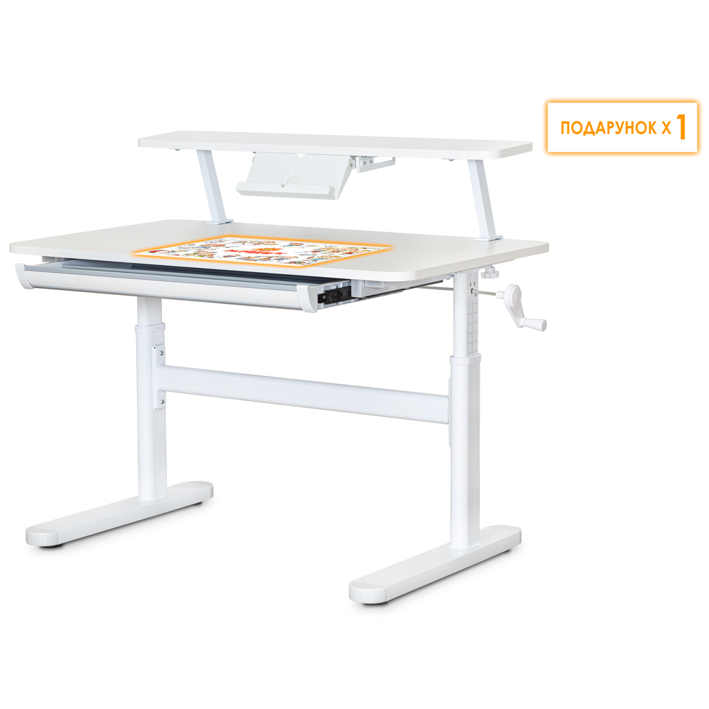 Парта ErgoKids з полицею S50 XL White (TH-210 W + BD-S50 XL) - зображення 3
