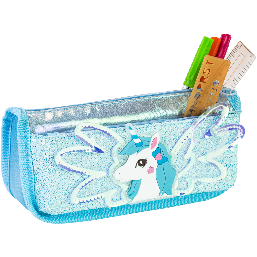 Пенал Cool For School з блискітками 2 відділення блакитний (CF87066) - зображення 2