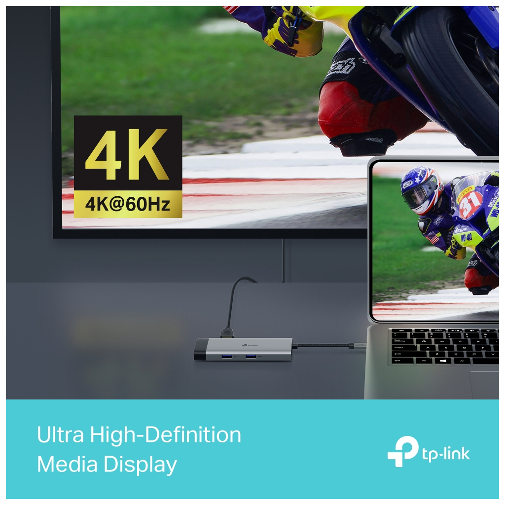 Концентратор TP-Link USB 3.0 6-in-1 2xUSB 3.0 + 1xUSB-C + 1xHDMI + 1xRJ45 + PD 100W (UH6120C) - зображення 7