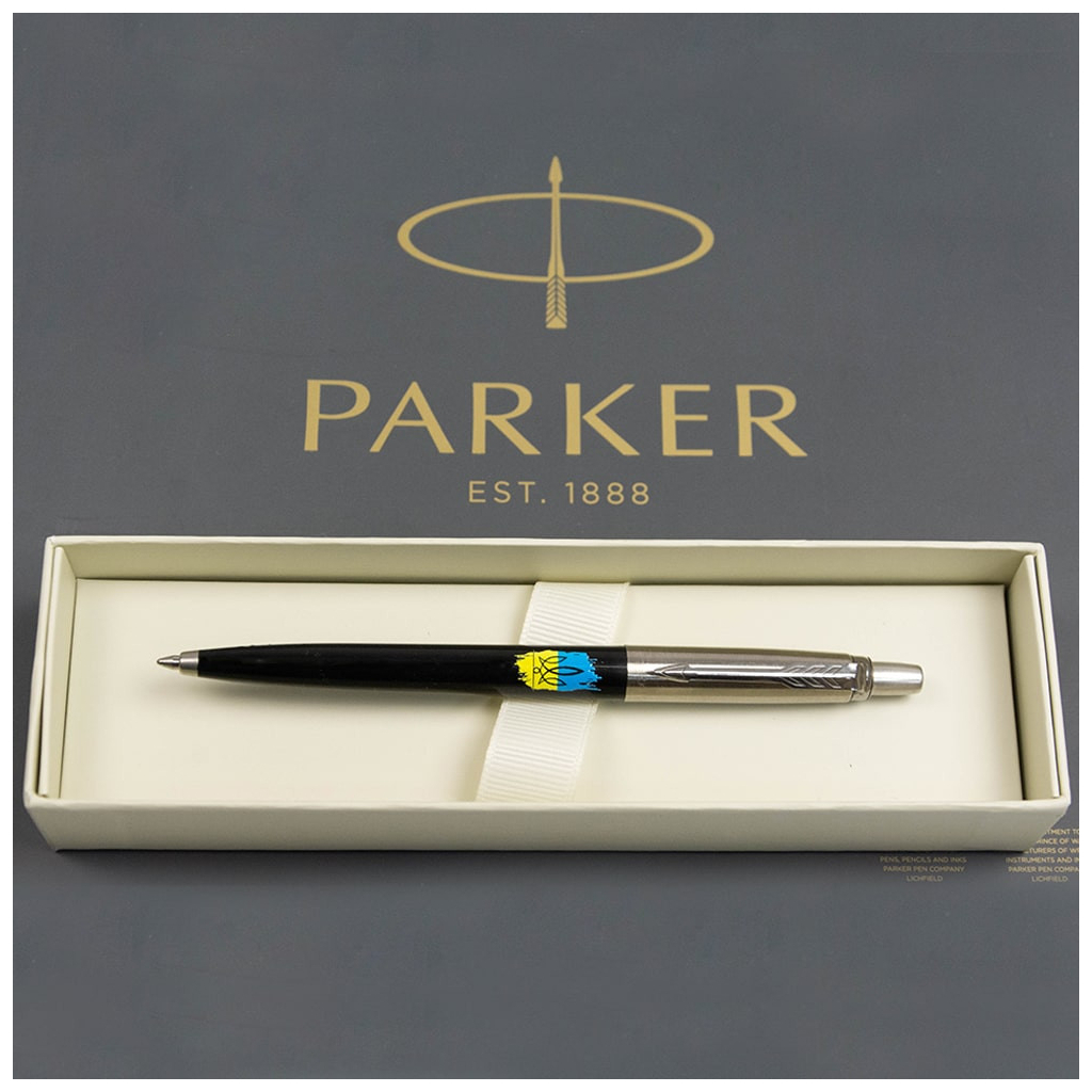 Ручка кулькова Parker JOTTER 17 Originals UKRAINE Black CT BP Тризуб фігурний на тлі прапора (15632_T1026u) - зображення 5