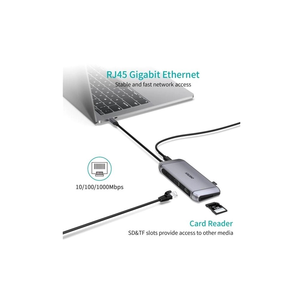 Концентратор Choetech USB-C 9-in-1 (HUB-M15-GY) - изображение 7