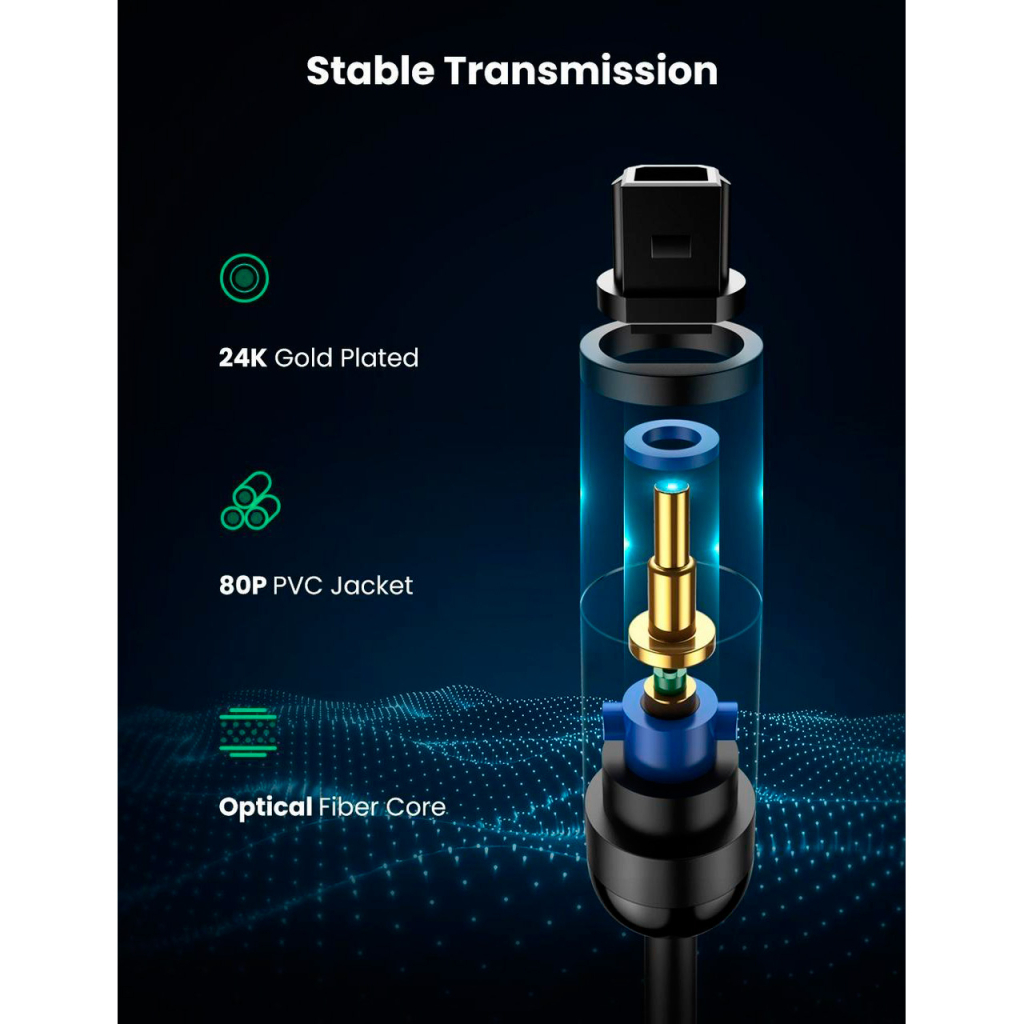 Кабель мультимедійний Optical Toslink 1.5m AV122 black Ugreen (70891) - picture 4