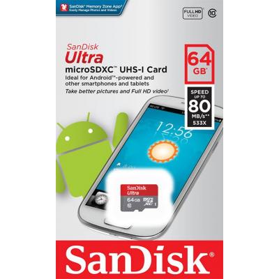 Карта пам'яті SanDisk 64GB microSD class 10 UHS-I Ultra (SDSQUNC-064G-GN3MN) - зображення 2