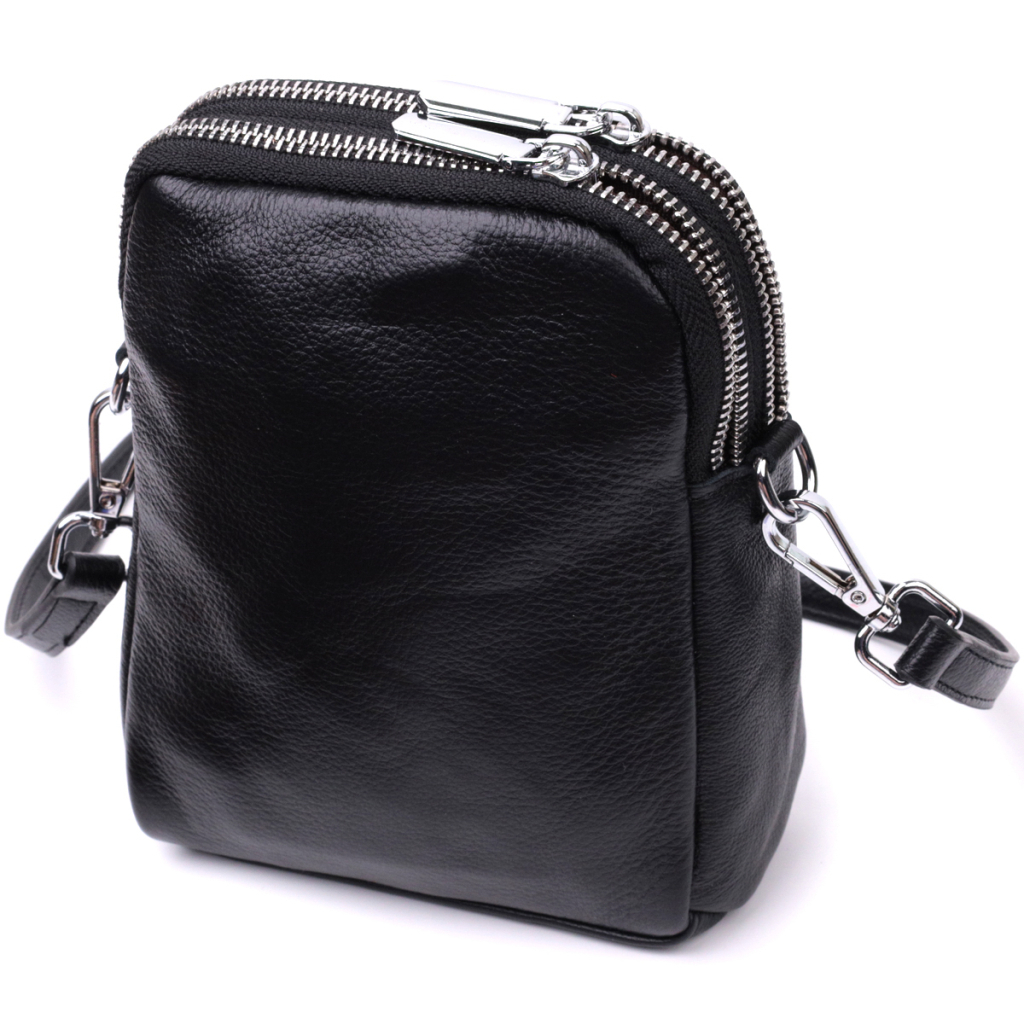 Сумка Vintage Вертикальна Для жінок на два відділення із натуральної шкіри Чорна (22399) - зображення 2