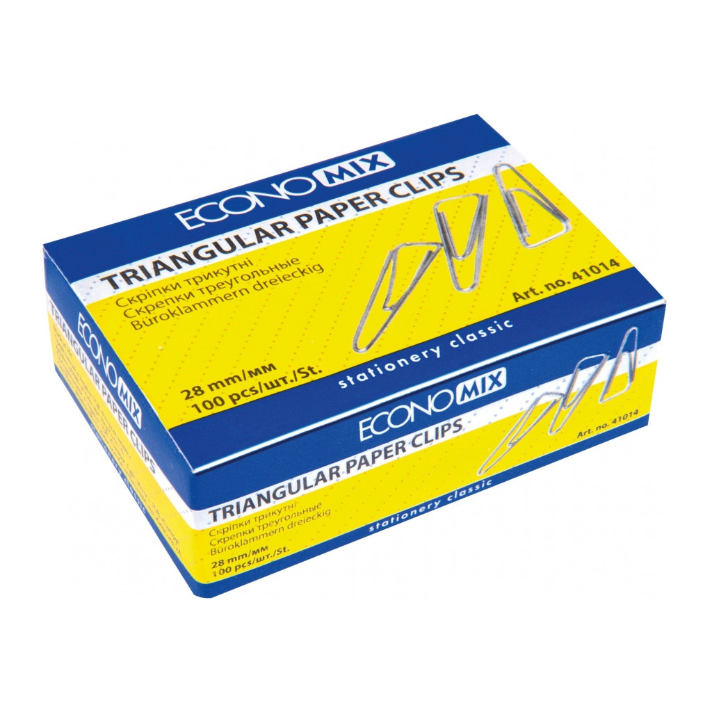Скріпки канцелярські Economix 28 мм трикутна, 100шт (E41014) - зображення 1