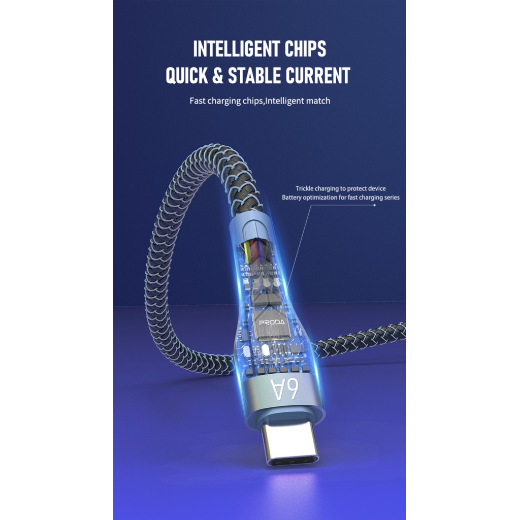 Дата кабель USB-C to Lightning 1.5m PD-B70i 27W 5А black Proda (PD-B70i-GR) - зображення 3