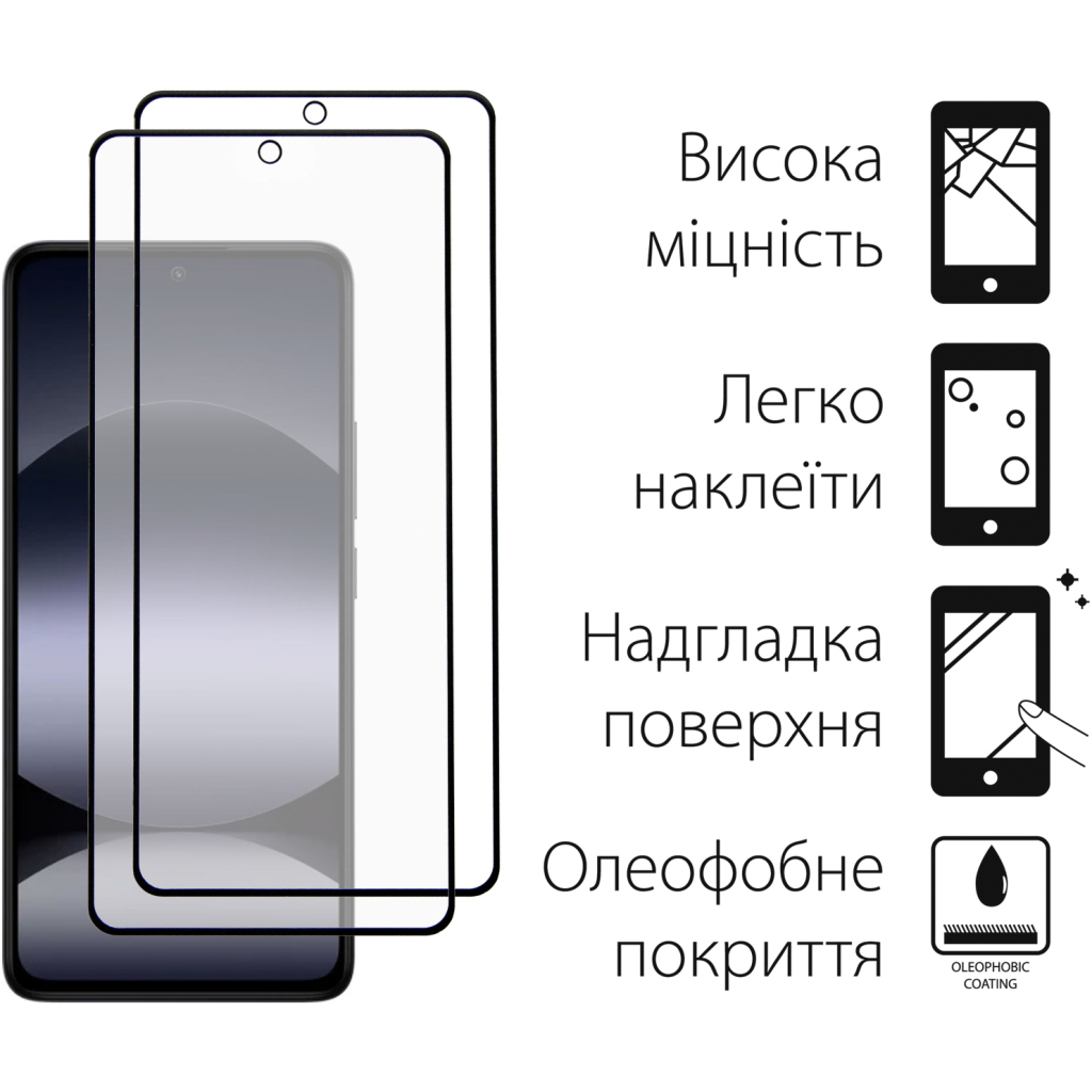 Чохол до мобільного телефона Dengos Xiaomi Redmi Note 14 5G Soft + glass 2pcs (Mint) (DG-CTG2P-14) - зображення 3