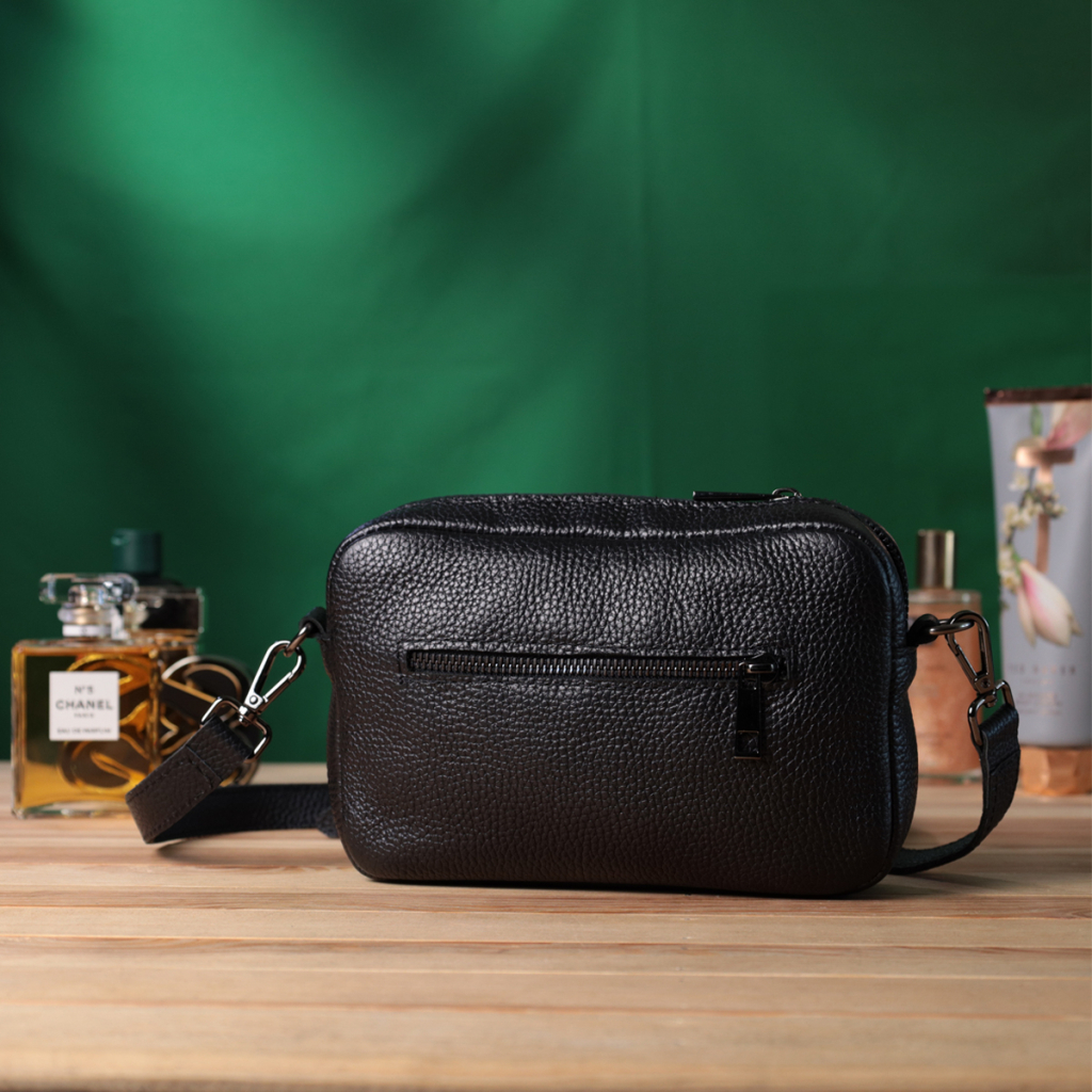 Сумка Shvigel Крос-боді з зернистої натуральної шкіри Чорна (22842) - зображення 10