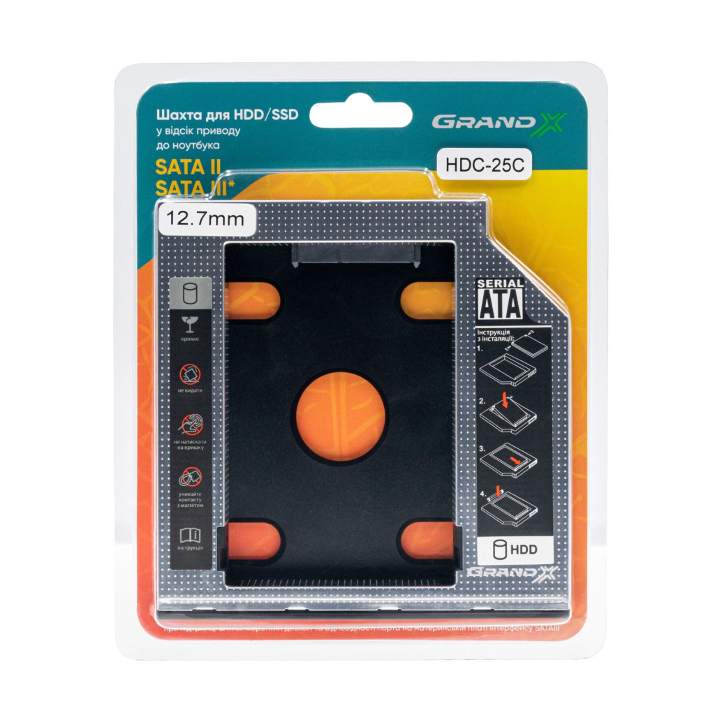 Фрейм-перехідник Grand-X HDD 2,5'' SATA2/SATA3 (HDC-25С) - зображення 3