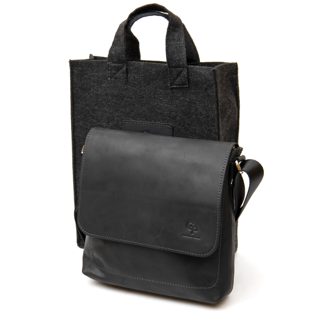 Сумка Grande Pelle Шкіряна чоловіча Чорна (11431) - зображення 8