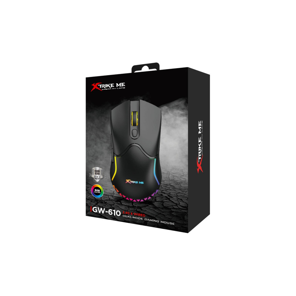 Мишка Xtrike ME GW-610 Wireless RGB Black (GW-610) - зображення 7