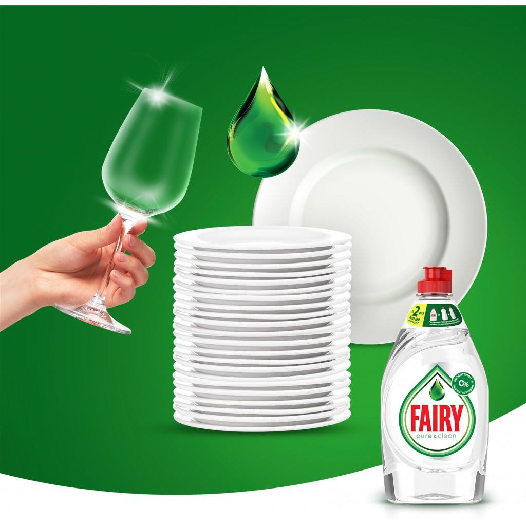 Засіб для ручного миття посуду Fairy Pure & Clean 650 мл (8001090837455) - зображення 6