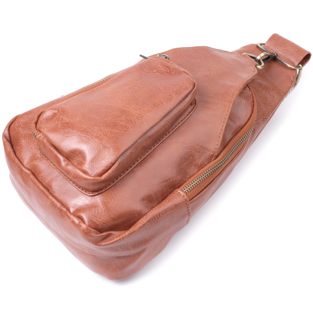 Сумка Vintage Жіноча з екошкіри з акцентом на текстильну лямку Руда (22773) - зображення 5