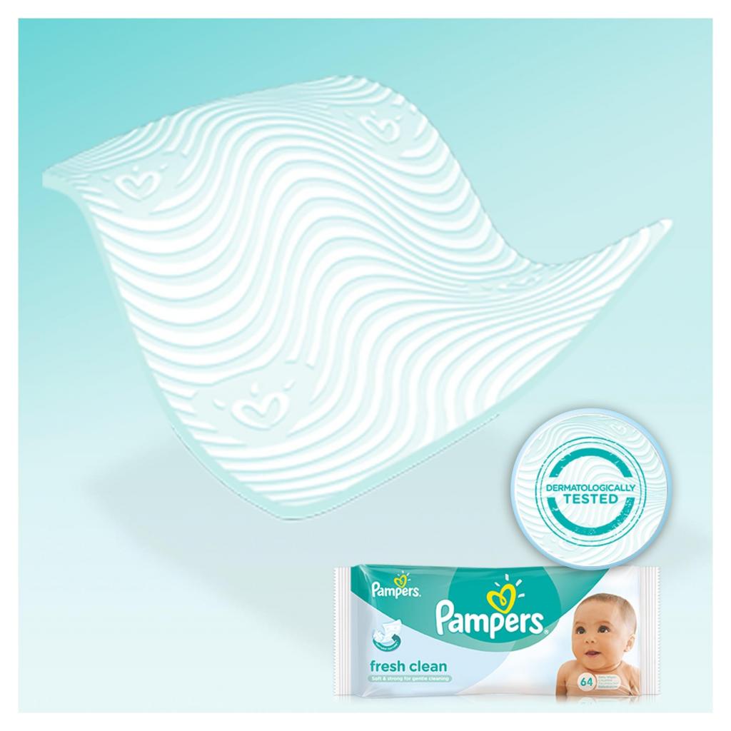 Дитячі вологі серветки Pampers Baby Fresh Clean 64шт (4015400439110) - зображення 9