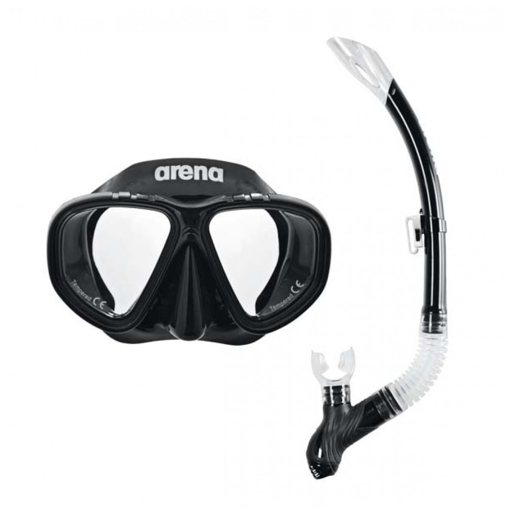 Набір для плавання Arena Premium Snorkeling Set 002018-505 маска і трубка чорний Уні OSFM (3468336174364) - изображение 1
