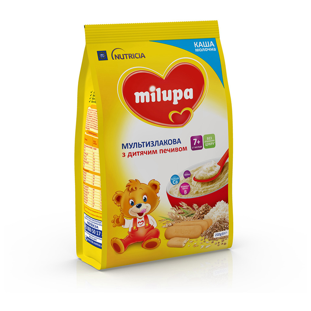 Дитяча каша Milupa молочна Мультизлакова з дитячим печивом 210 г (5900852931161) - изображение 6