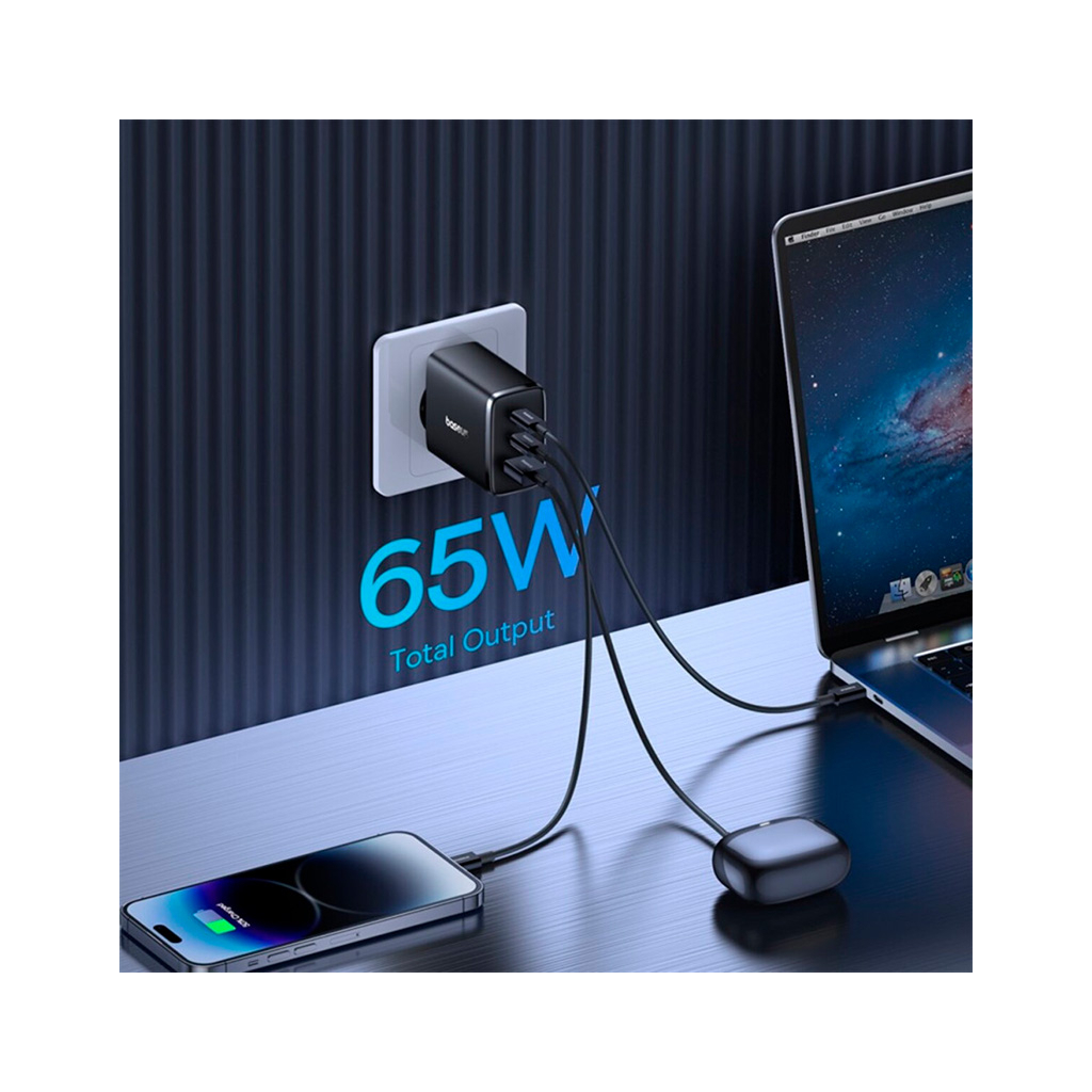 Зарядний пристрій Baseus Cube Pro Fast Charger 2C+U 65W black (P10152301113-00) - зображення 9