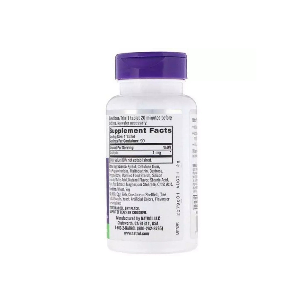 Амінокислота Natrol Мелатонін, 1 мг, смак полуниці, Melatonin, Fast Dissolve, 90 таблеток (NTL-06324) - зображення 2