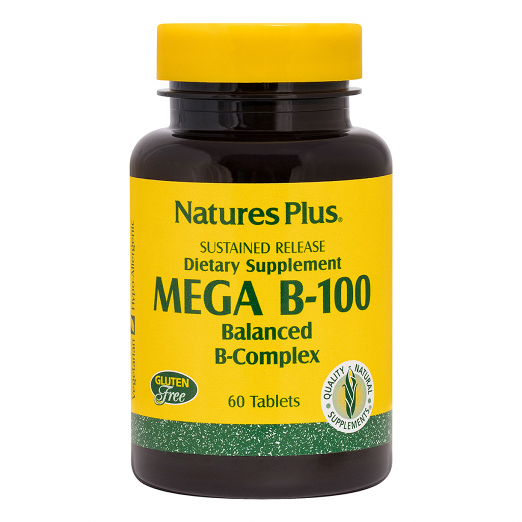 Вітамін Natures Plus B-комплекс повільного вивільнення, MEGA В-100, Nature's Plus (NTP1430) - зображення 1