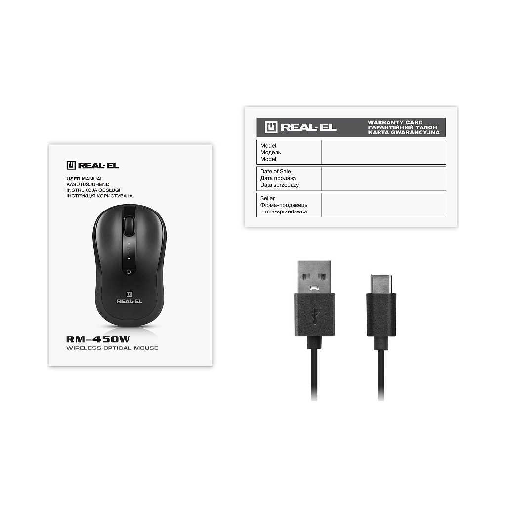 Мишка REAL-EL RM-450W Wireless/Bluetooth Black/Gray (EL123200046) - зображення 10