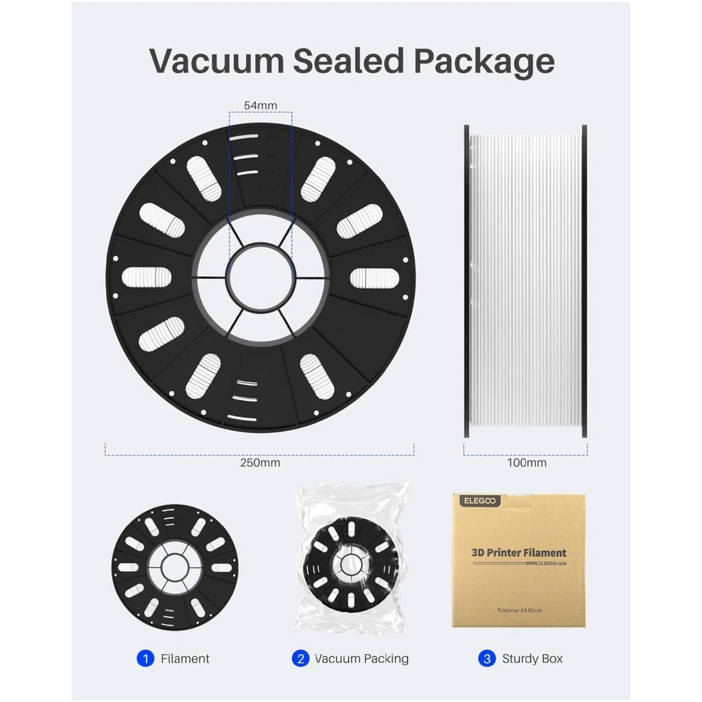 Пластик для 3D-принтера ELEGOO PETG 4x3кг, 1.75мм, black (50.203.0629) - picture 4