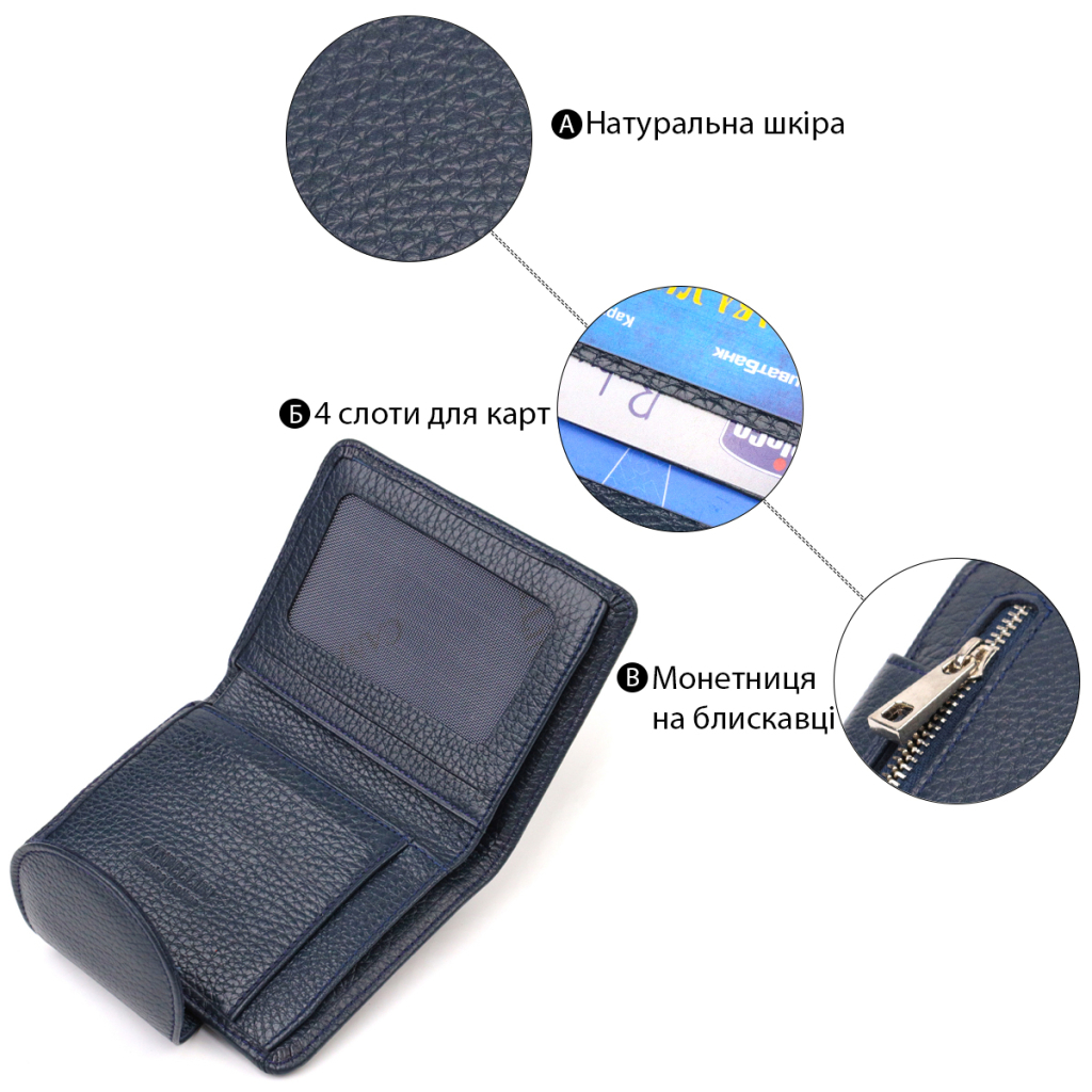 Портмоне Canpellini З натуральної шкіри Синє (21809) - зображення 4