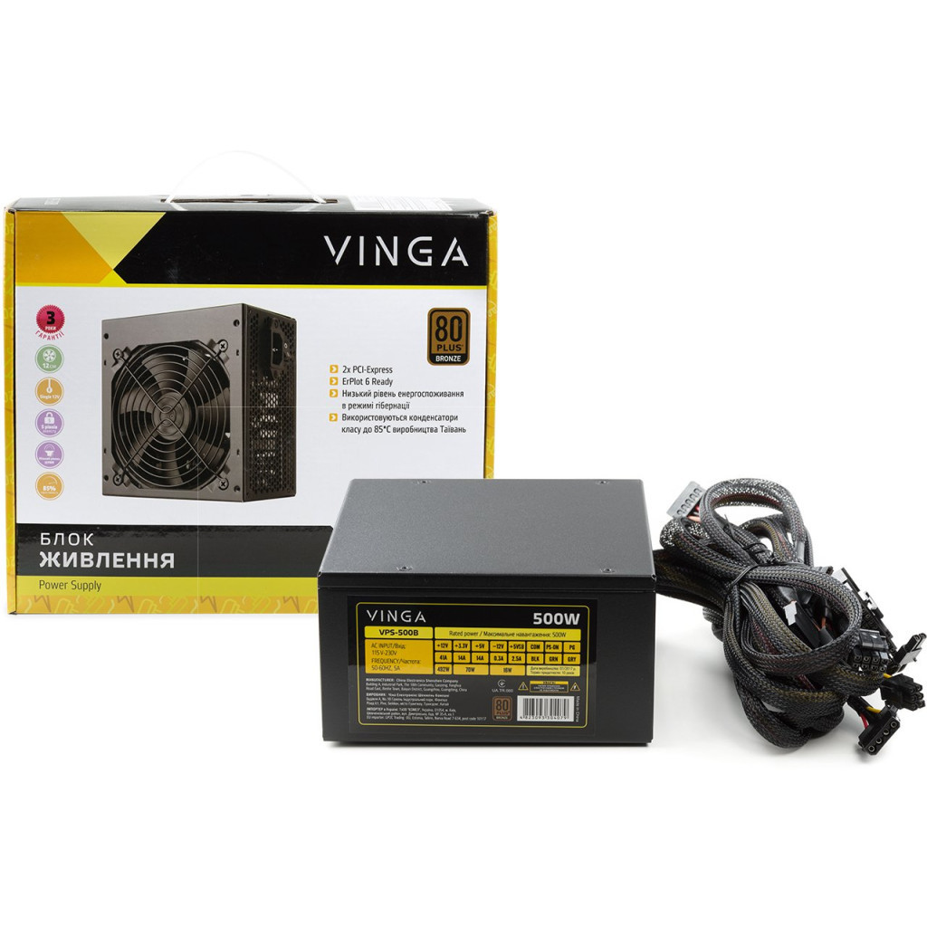 Блок живлення Vinga 500W (VPS-500B) - зображення 6