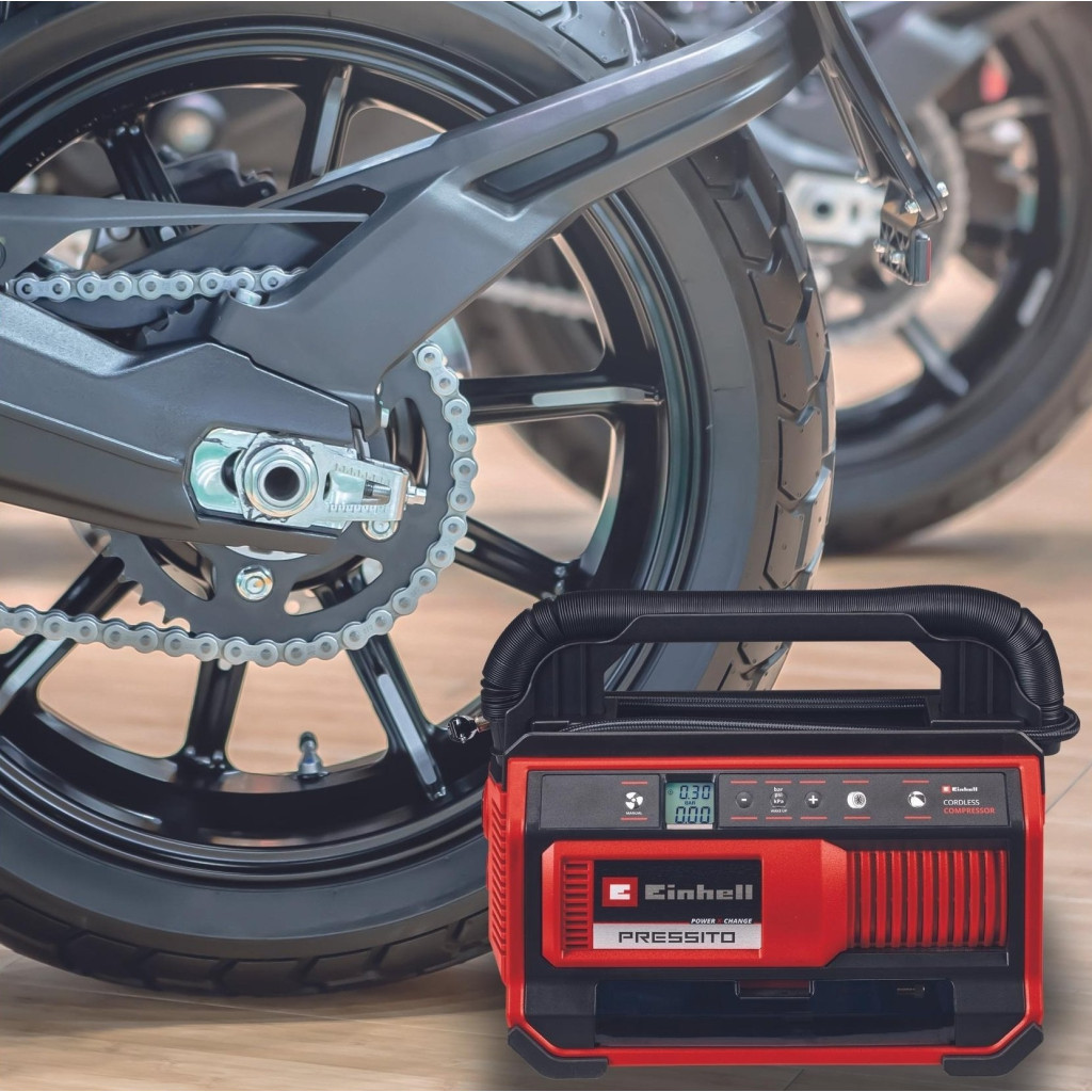 Автомобільний компресор Einhell PRESSITO 18/25, 18В PXC, 10.5бар, (без АКБ та ЗП) (4020420) - зображення 4