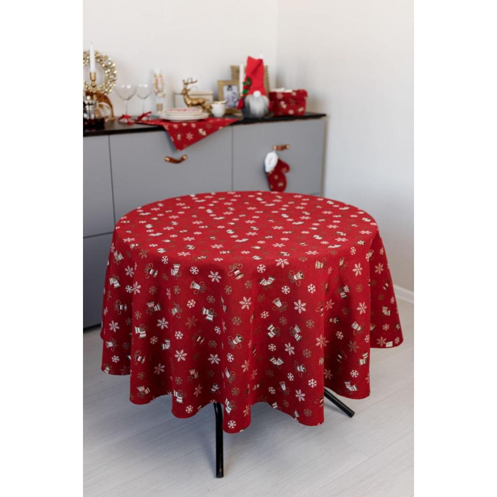 Скатертина Прованс Дзвіночки на червоному Dх136 см (036868) - зображення 2