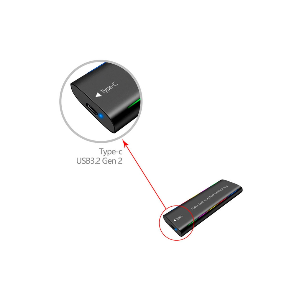 Кишеня зовнішня Dynamode M.2 SSD NVMe/SATA combo USB3.2 GEN2 Type-C aluminium black (DM-CAD-SSD10) - зображення 5