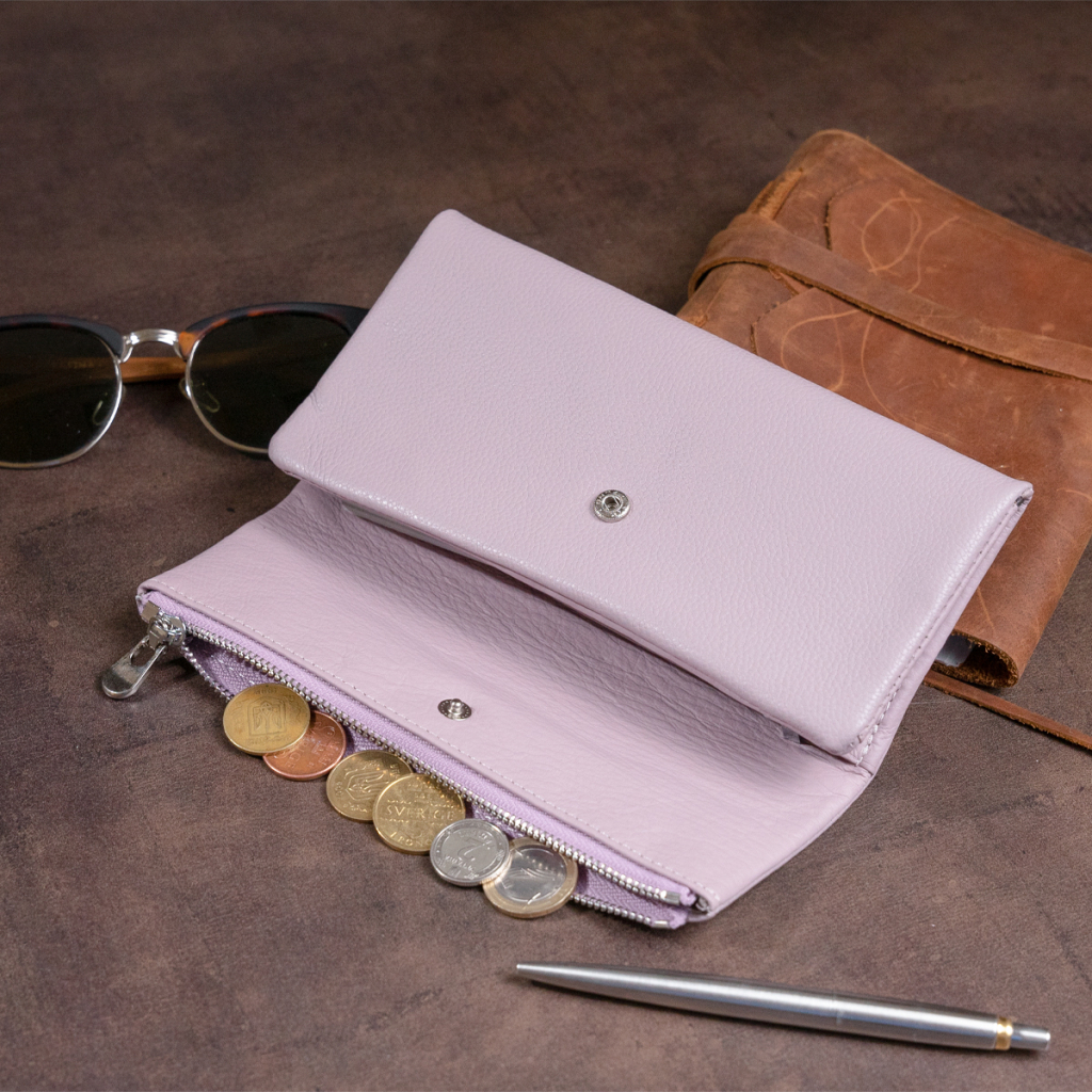 Гаманець ST Leather З кишенею для мобільного Шкіряний Ліловий (19269) - зображення 9
